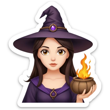 Hyper realistic Beautiful brunette doing Witch craft sticker