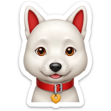 A white dog with a red color saying oh word sticker