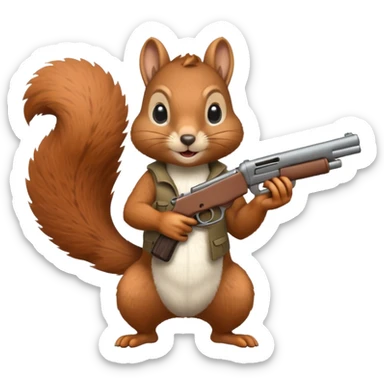 Squirrel holding a gun sticker