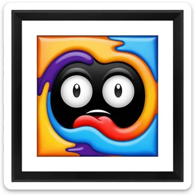 weird painting with a frame   sticker