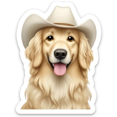 English cream long haired retriever wearing cowboy hat sticker