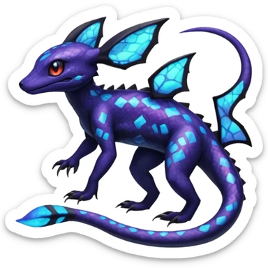 L Scaley Exotic Salandit-Aurorus-Umbreon-Fakémon-hybrid-creature (full body), 4 legs sticker