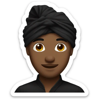 handsome male portrait in black wearing black turban sticker