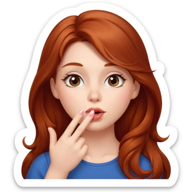 A cute woman, long auburn hair, she's blowing a kiss. sticker