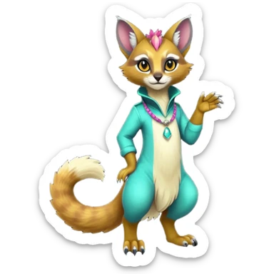 dark fruity white glorious iridescent divine exotic cool beautiful beautiful fantasy-caracal-civet-genet-sergal-vernid-Gryphon-Cacomistle-Trico-oncilla-animal-Fakémon-hybrid-fursona (full body) sticker