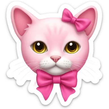 pink cat wearing a bow sticker