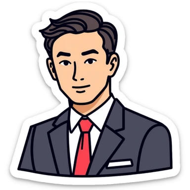 Asian businessman in suit, professional persona sticker