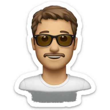 Man, brown hair, a goatee, rayban glasses sticker