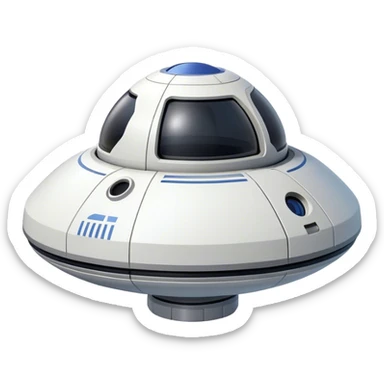  a simple spaceship with a rounded top and a flat or slightly cut-off bottom, similar to the CST-100 shape. Keep the design smooth and minimalistic, with no complex details. Use a plain background. sticker