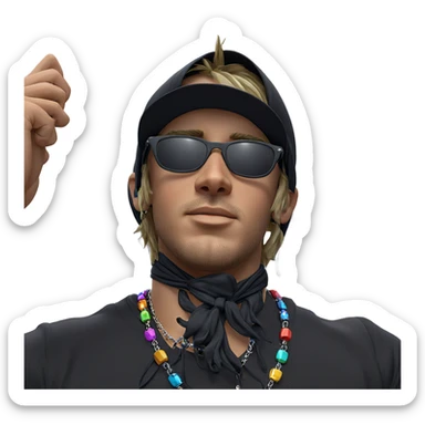 boy in sunglasses with necklace sticker