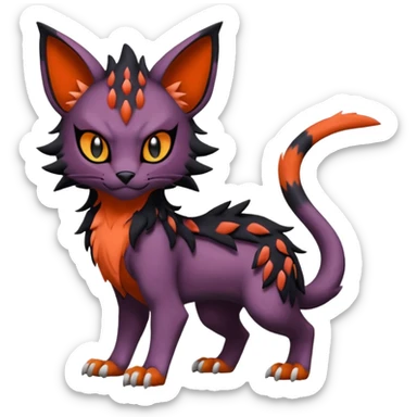 Dark dusky dull spooky realistic furry Liepard-Noivern-Litten-Sprigatito-Pokémon-fusion-creature (full body) sticker