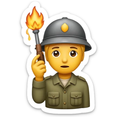 Trauriger Emoji hat eine Kanone in der hand zielt auf sein eigenen Kopf und lacht  sticker