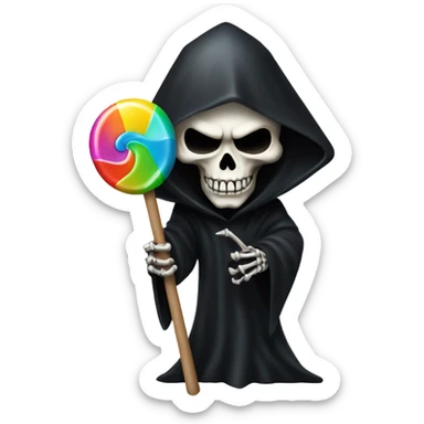 Evil skull grim reaper holding a lollipop  sticker