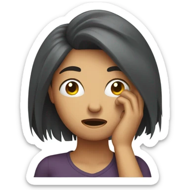 A stressed women pulling her hair  sticker