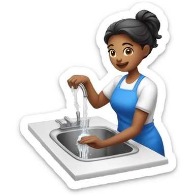 Woman washing dishes sticker