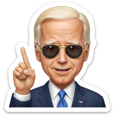 Biden sunglasses peace sign tongue suit sticker