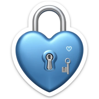 A blue shade heart-shaped lock with a silver key sticker