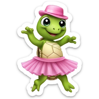 tap dancing turtle in a pink tutu sticker