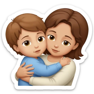 baby boy hugging his brown-haired mother sticker