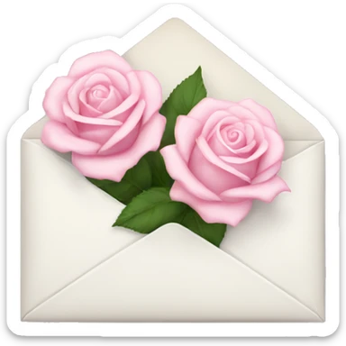 White envelope with light pink roses sticker