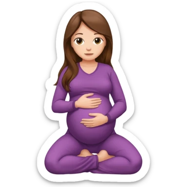 Pregnant long brown hair kneeling sticker