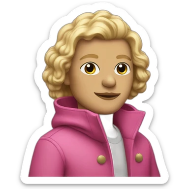 pepe with blonde hair and pink coat sticker