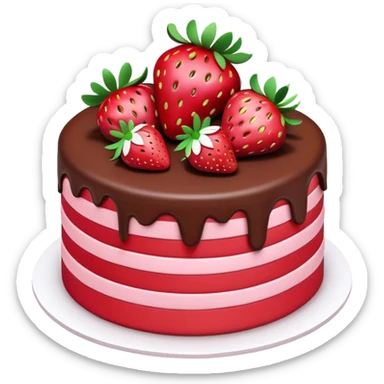 3d style choco strawberry cake sticker