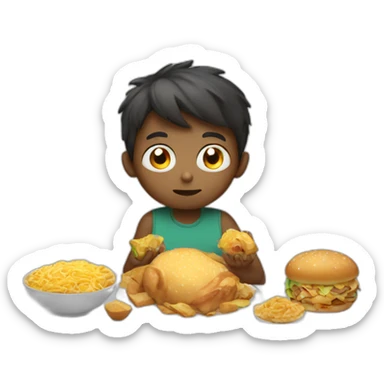 a boy with too much food sticker