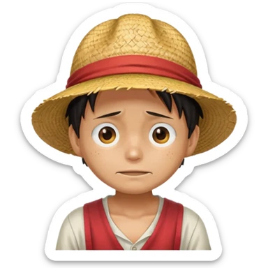 Create bad ass luffy emoji his iconic one his hand on his cap eye cover sticker