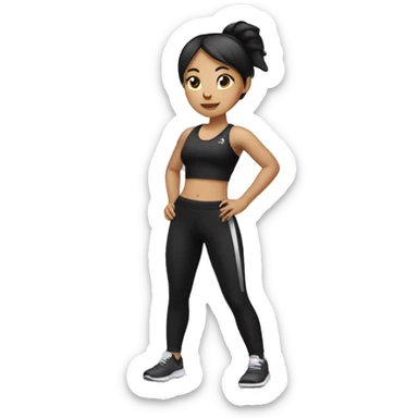  an asian girl wearing black gym wear  sticker