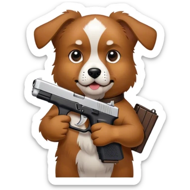 Dog holding a Glock 19 sticker