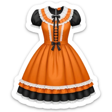 Lolita dress, white and orange sticker