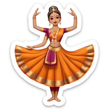 cinematic-realistic-bharatanatyam-dance-emoji,-depicted-as-an-elegant-classical-indian-dance-performance-with-graceful-poses,-intricate-costumes,-and-expressive-hand-gestures,-rendered-with-rich-textures-and-warm-dramatic-lighting, single dancer sticker