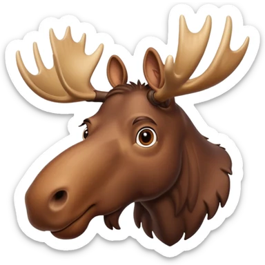 A high-resolution digital illustration of a noble moose portrait in a clean, semi-realistic style. The noble moose is shown head on sticker