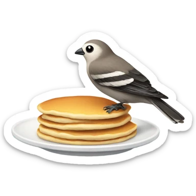 Bird eating pancake sticker