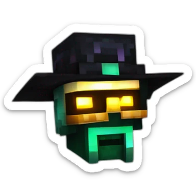 Pixel Minecraft Fedora Halloween Head Mask Diamond Obsidian Emerald Flame Shiny Glow Reward Legendary Unique Epic Mystery sticker