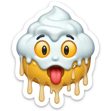 Emoji with white frosting drizzling out of its mouth  sticker