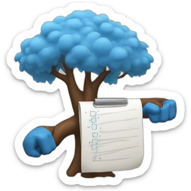 check list, blue tree, muscle arm sticker