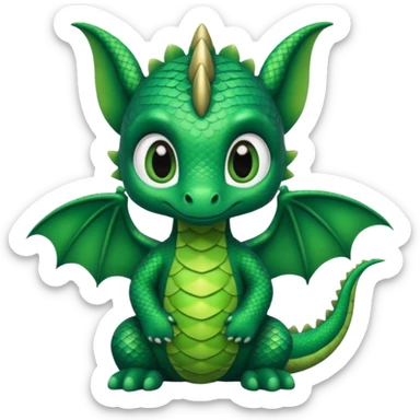 Baby dragon wearing black pajama with white piping  sticker