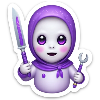 baby ghost face with glitter and a purple knife sticker