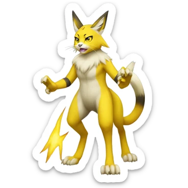 Yellow lombax-Zeraora-Renamon-cat full body sticker