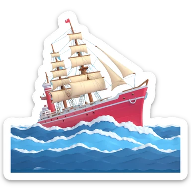 Old Soviet marine geology ship struggling in violent stormy ocean waves sticker