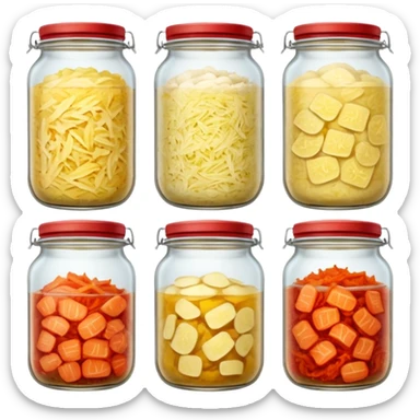 sauerkraut and kimchi in jars sticker