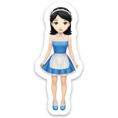 King, black hair, body, legst, blue eyes, shoes, maid blonde hair, green eyes, sexy white short sleveless dress, shoes sticker