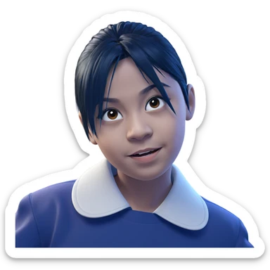 girl with short black hair sticker