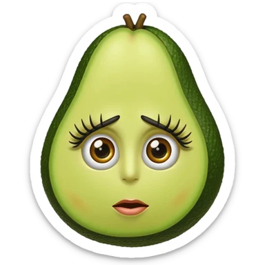 Aguacate con  pestañas ojos y uñas largas  sticker