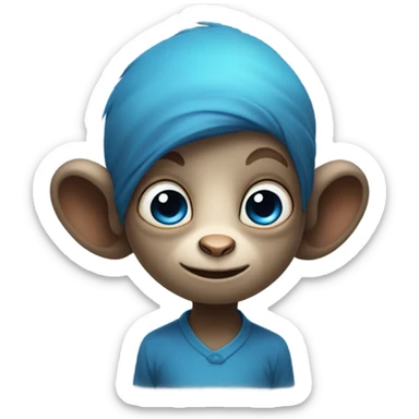 Blue eyed, tiny fairy bird monkey sticker