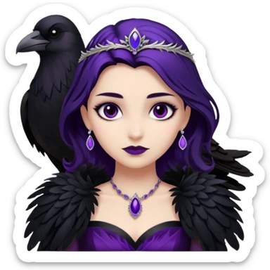 Raven Princess – feather brooch + plum blackgown,Shadow Princesses. sticker
