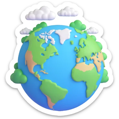 Earth from space, blue and green with clouds sticker