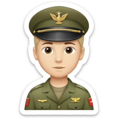 military boy wearing cap sticker